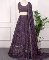 Dusty Purple Georgette Sequins Work Lehenga Choli